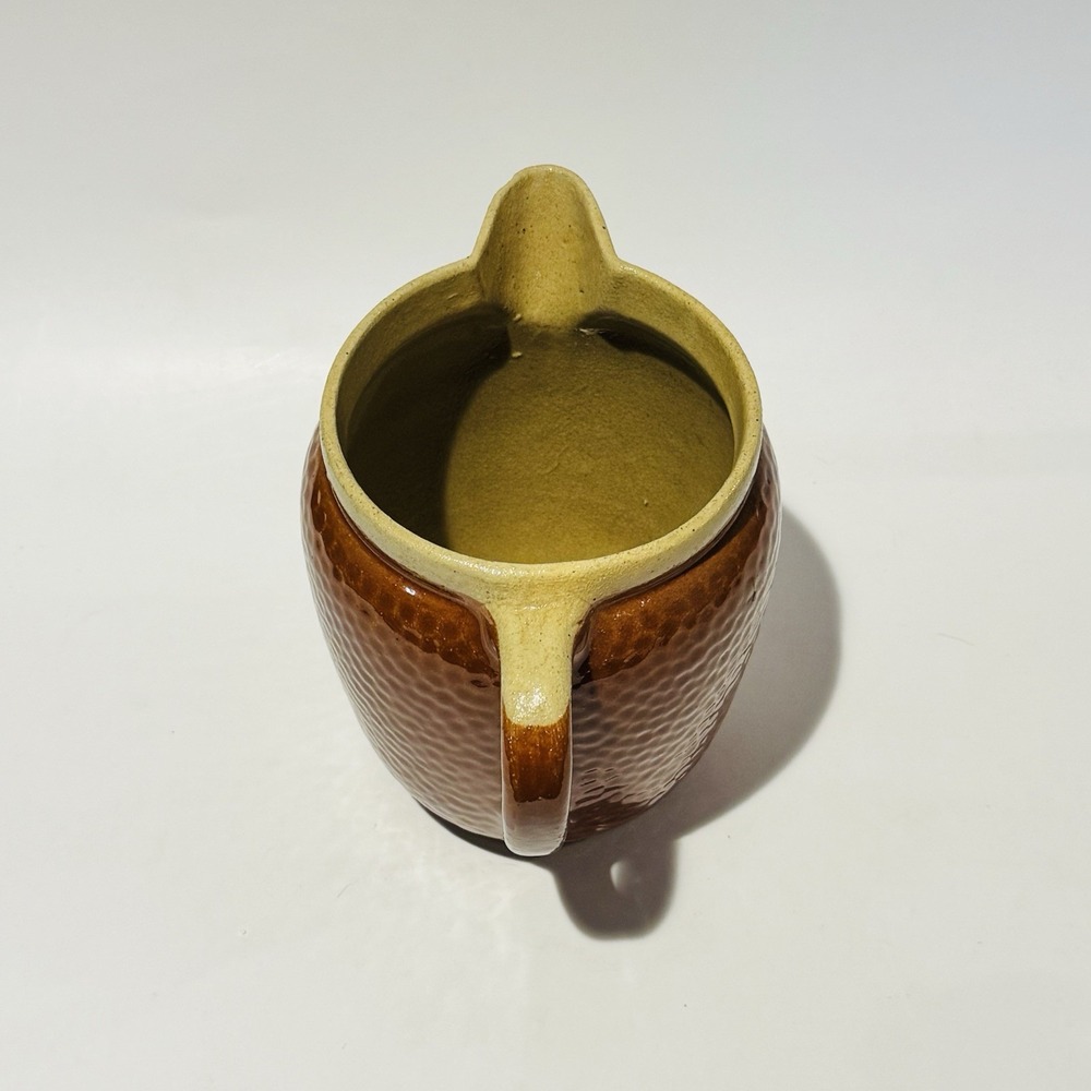 Vintage Watt‎ Pottery Stoneware Pitcher 7"  Tan & Burnt Orange Textured 1950's - Picture 5 of 13